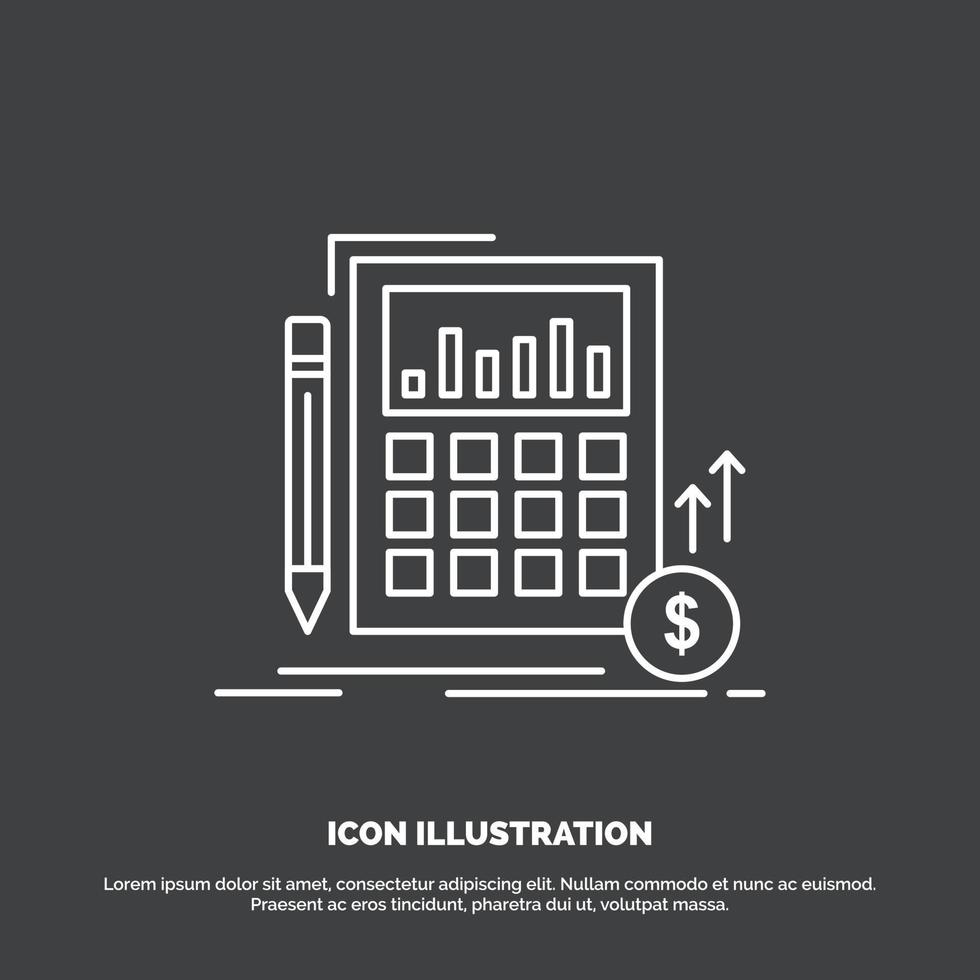 Calculation. data. financial. investment. market Icon. Line vector symbol for UI and UX. website or mobile application