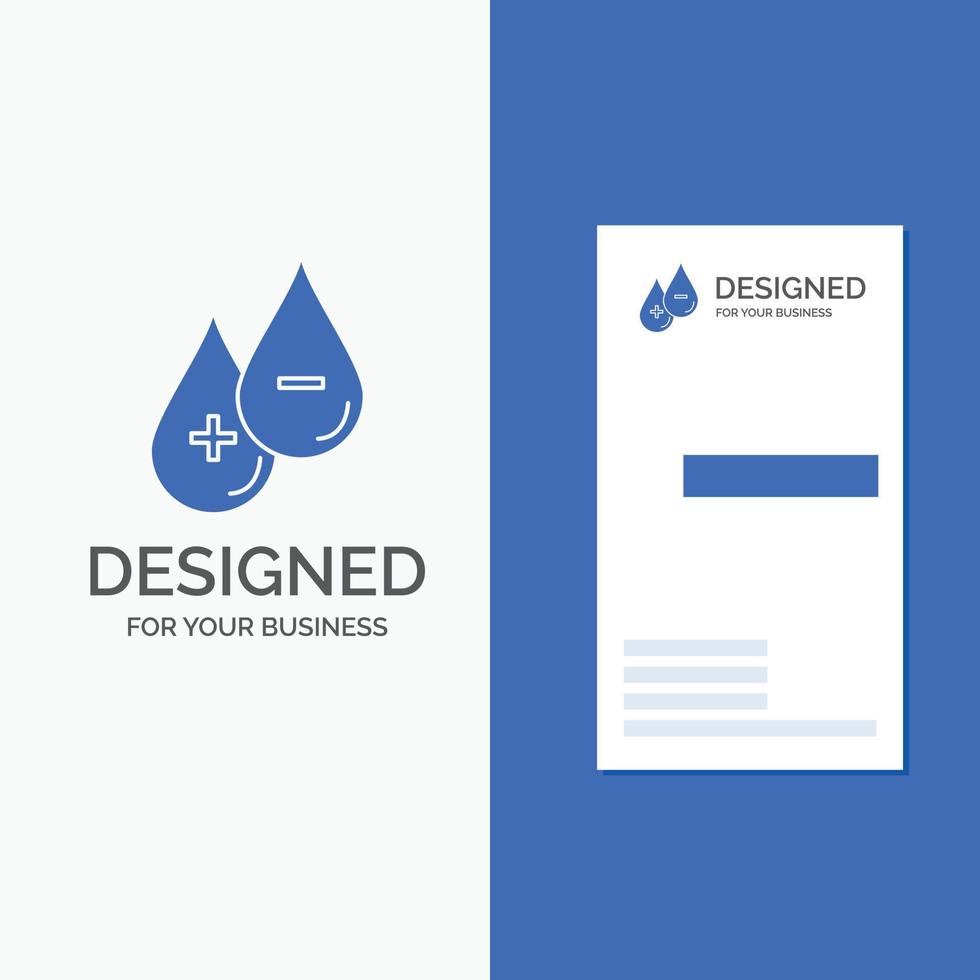 Business Logo for blood. drop. liquid. Plus. Minus. Vertical Blue Business .Visiting Card template. vector