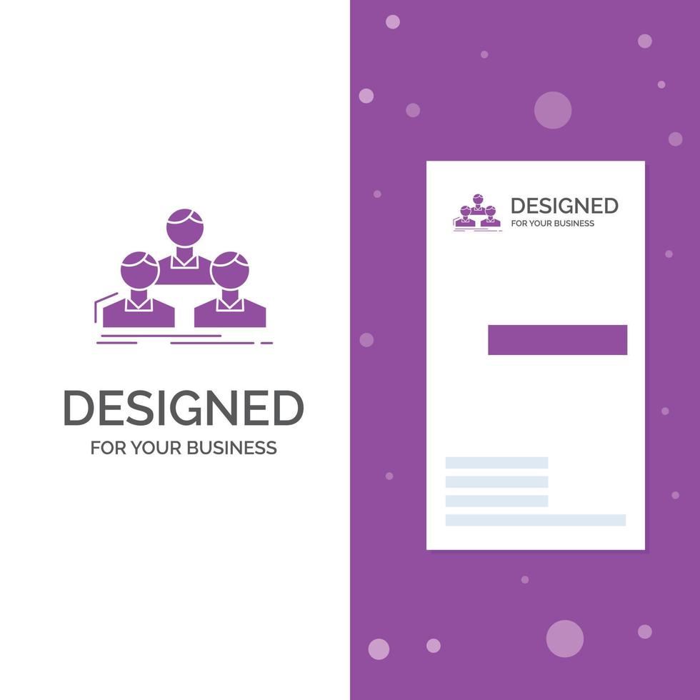 Business Logo for Company. employee. group. people. team. Vertical Purple Business .Visiting Card template. Creative background vector illustration