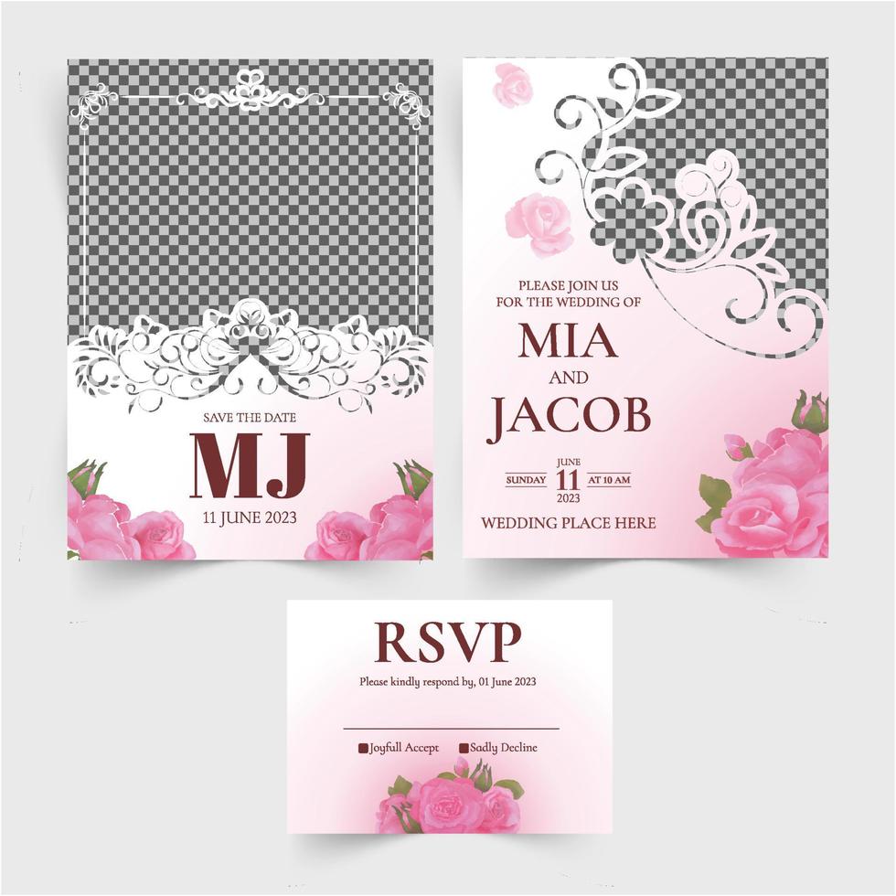 conjunto de plantillas de invitación de boda vector