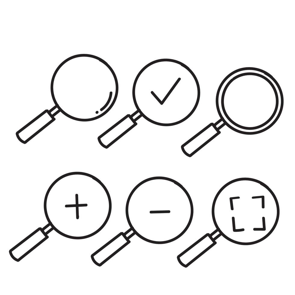 hand drawn doodle magnifying glass icon collection vector