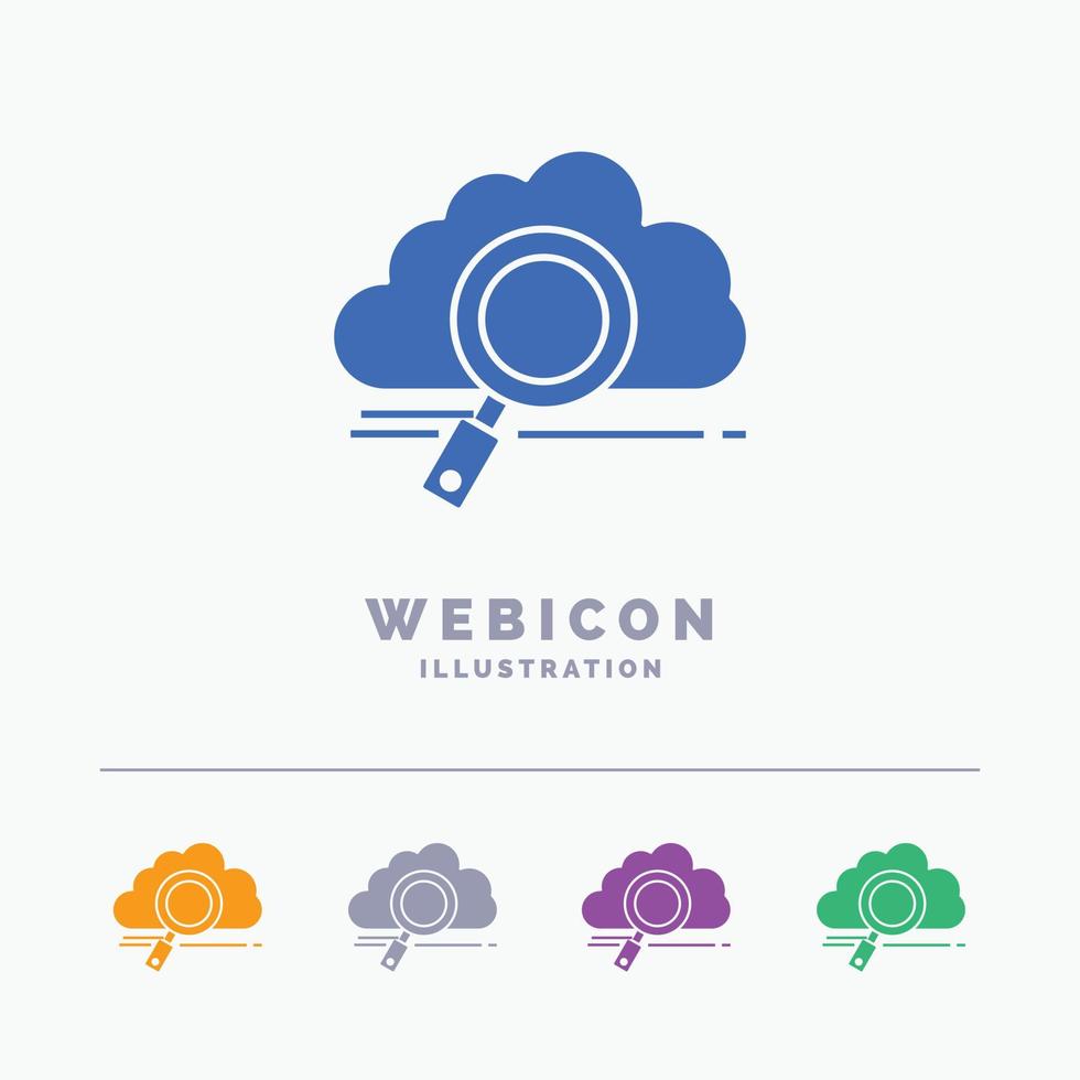 cloud. search. storage. technology. computing 5 Color Glyph Web Icon Template isolated on white. Vector illustration