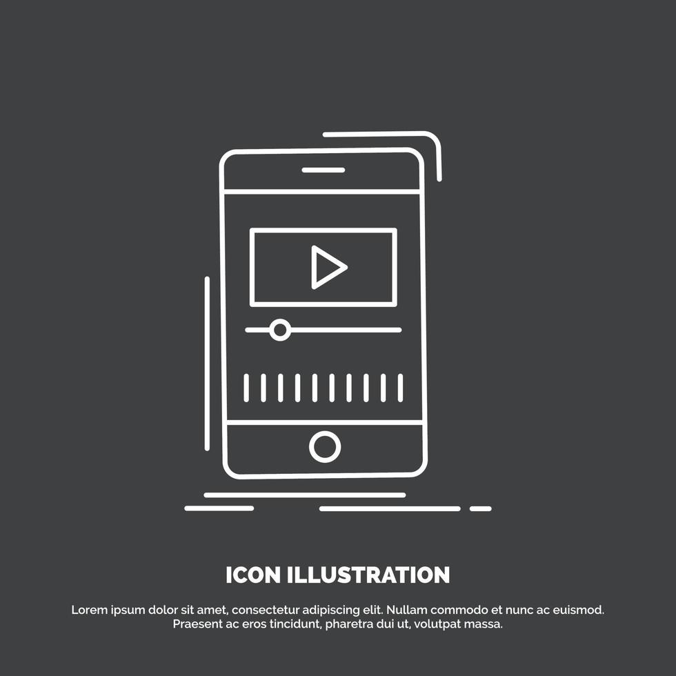 medios de comunicación. música. jugador. video. icono móvil. símbolo de vector de línea para ui y ux. sitio web o aplicación móvil