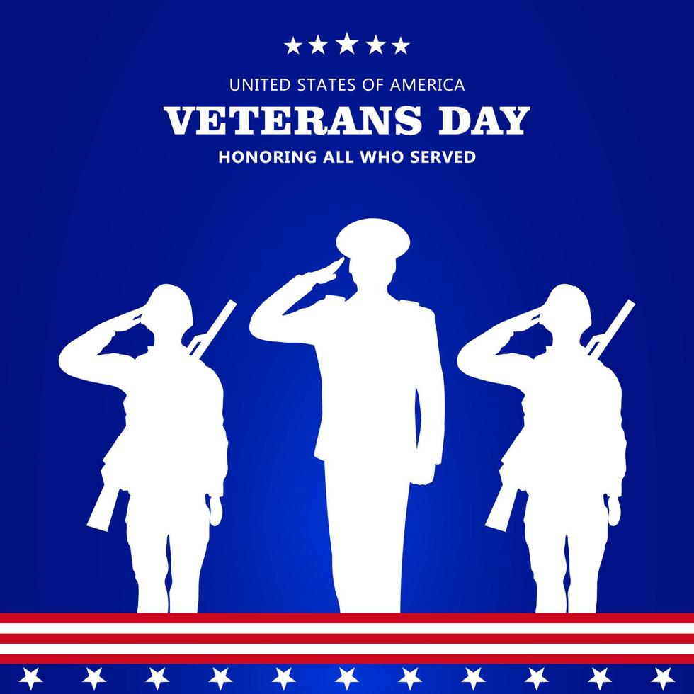 Veterans day poster blue army celebration for poster invitation and social media post template vector