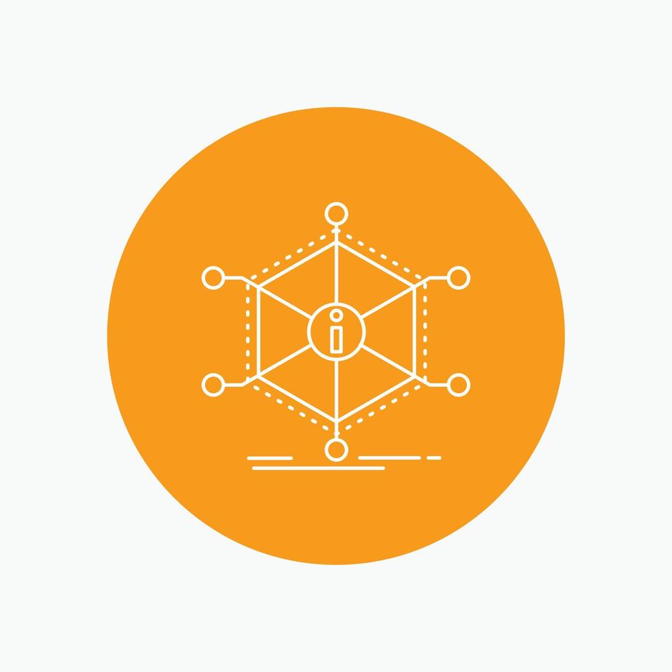 Data. help. info. information. resources White Line Icon in Circle background. vector icon illustration