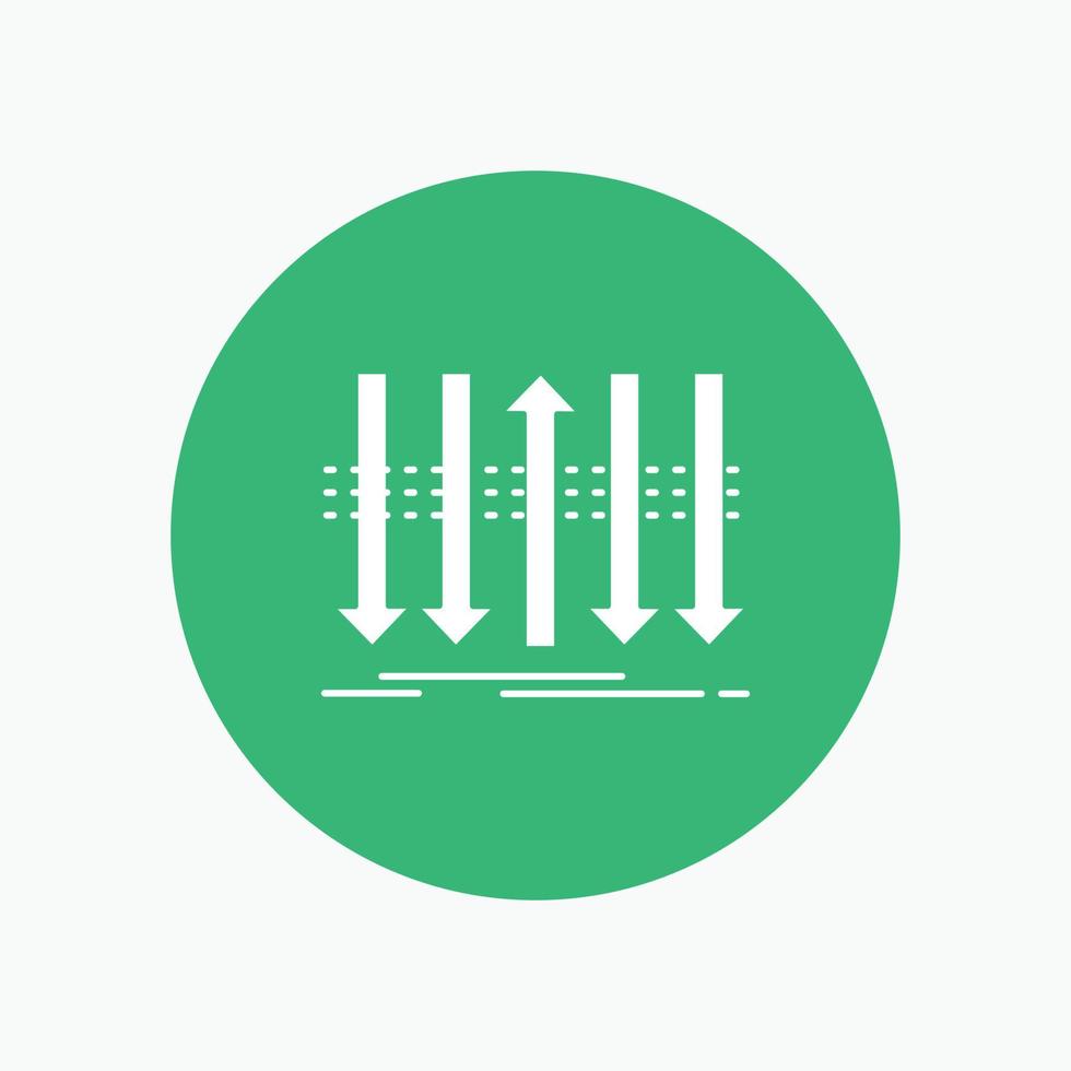 Arrow. business. distinction. forward. individuality White Glyph Icon in Circle. Vector Button illustration