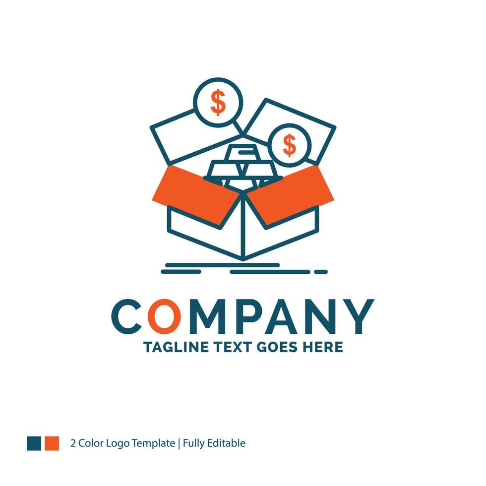 savings. box. budget. money. growth Logo Design. Blue and Orange Brand Name Design. Place for Tagline. Business Logo template. vector