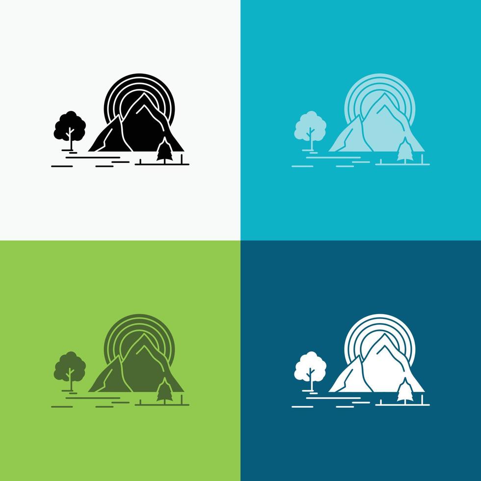 Mountain. hill. landscape. nature. rainbow Icon Over Various Background. glyph style design. designed for web and app. Eps 10 vector illustration