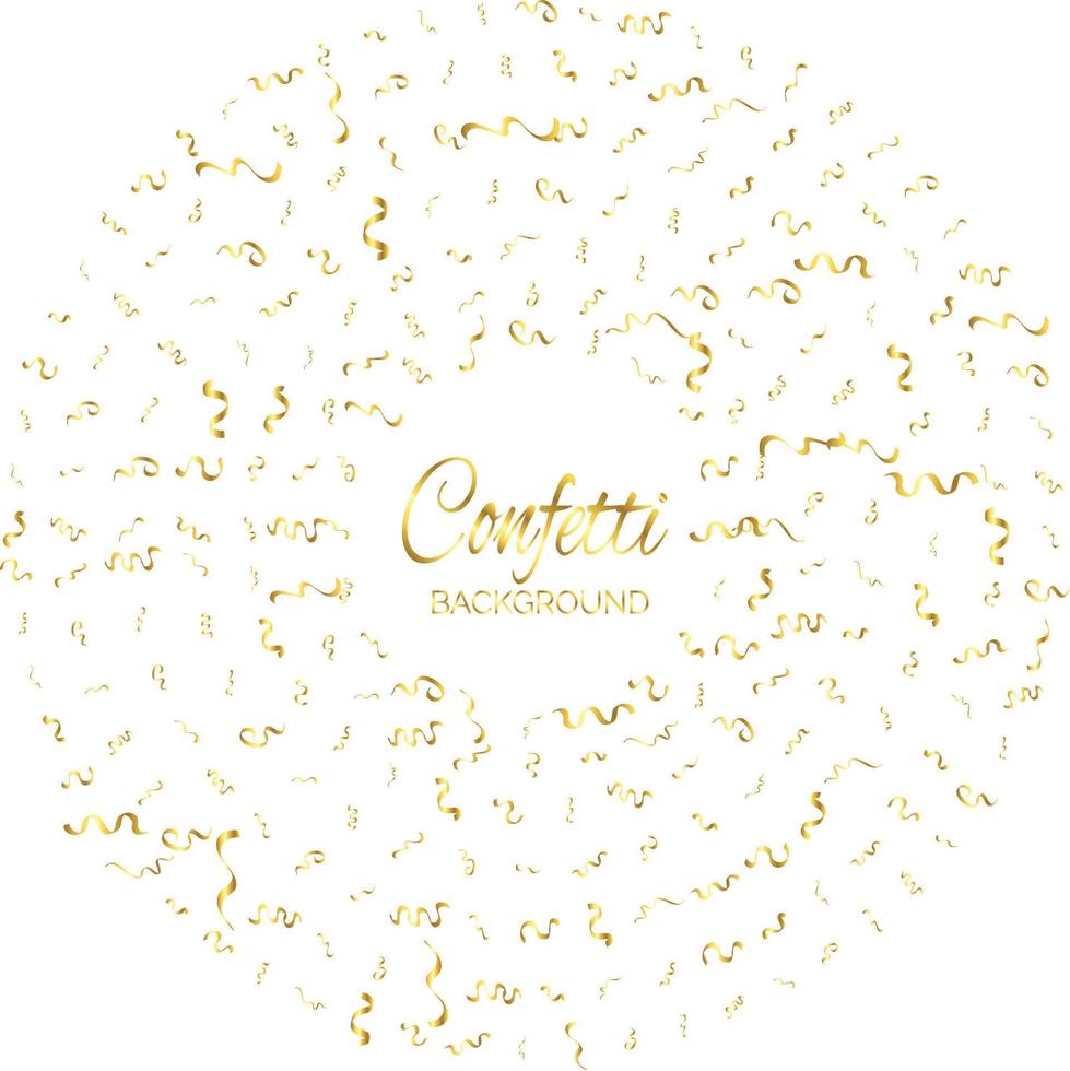 Golden Confetti And Streamer Ribbon Falling On Transparent Background. Vector