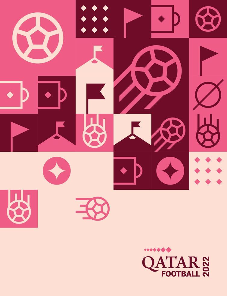 Geometric Poster Football Doha Qatar 2022 Creative. Soccer Web Flyer Template Background vector