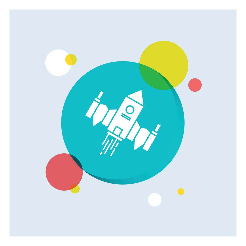 spacecraft. spaceship. ship. space. alien White Glyph Icon colorful Circle Background vector