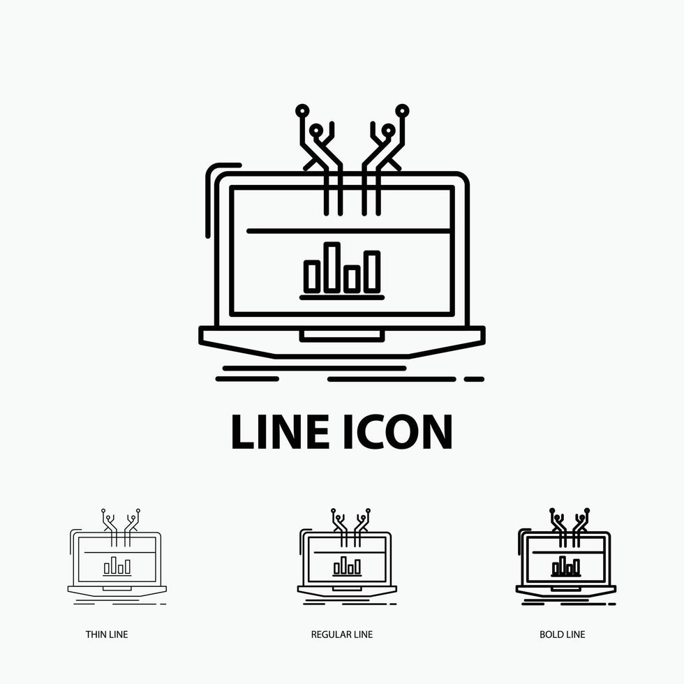 Analysis. analytical. management. online. platform Icon in Thin. Regular and Bold Line Style. Vector illustration