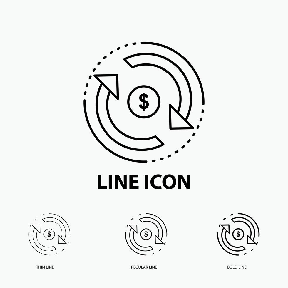 Circulation. finance. flow. market. money Icon in Thin. Regular and Bold Line Style. Vector illustration