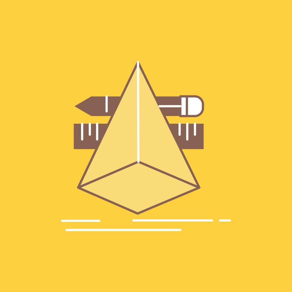 3d. design. designer. sketch. tools Flat Line Filled Icon. Beautiful Logo button over yellow background for UI and UX. website or mobile application vector