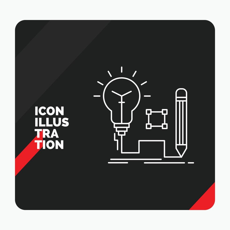 Red and Black Creative presentation Background for Idea. insight. key. lamp. lightbulb Line Icon vector