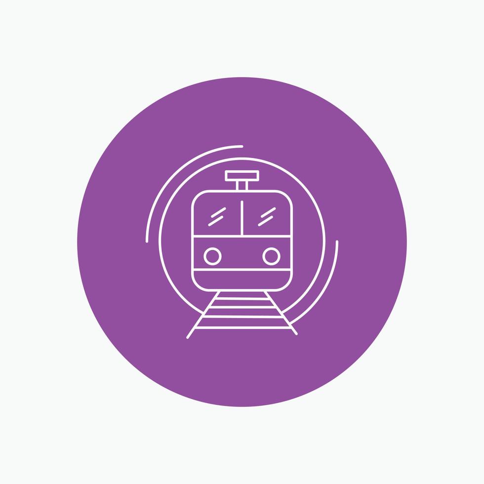 metro. train. smart. public. transport White Line Icon in Circle background. vector icon illustration