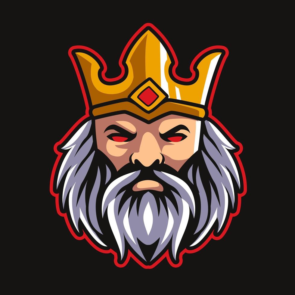 cabeza rey mascota logo juego ilustración vector