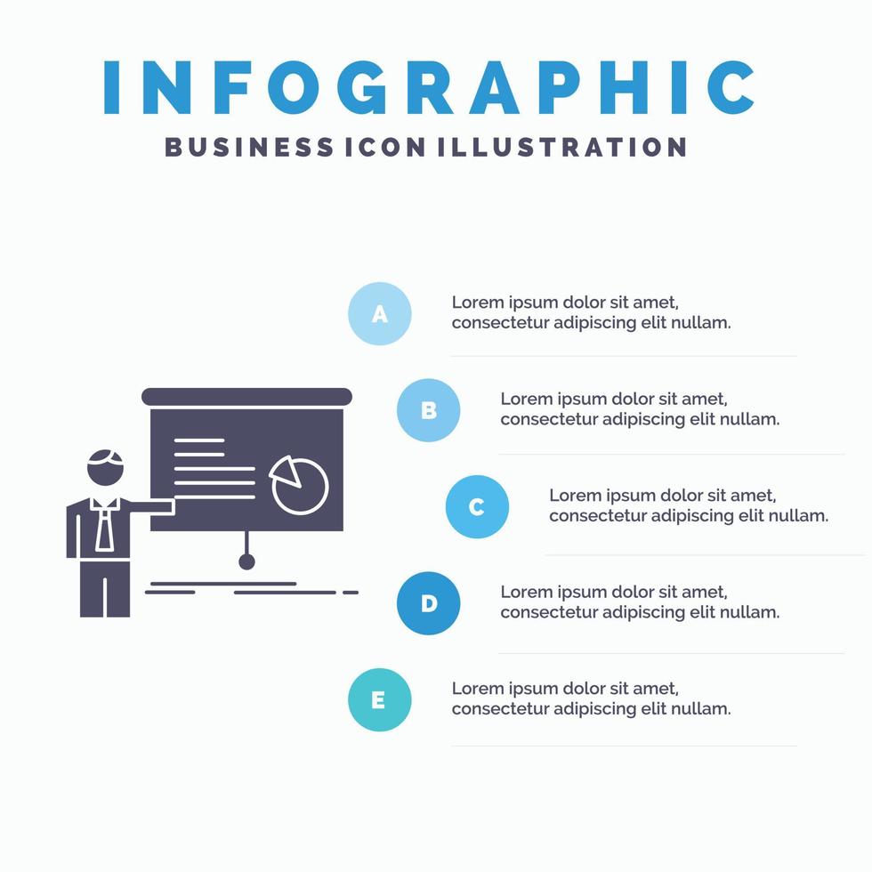 grafico. reunión. presentación. reporte. plantilla de infografía de seminario para sitio web y presentación. icono de glifo gris con ilustración de vector de estilo infográfico azul.