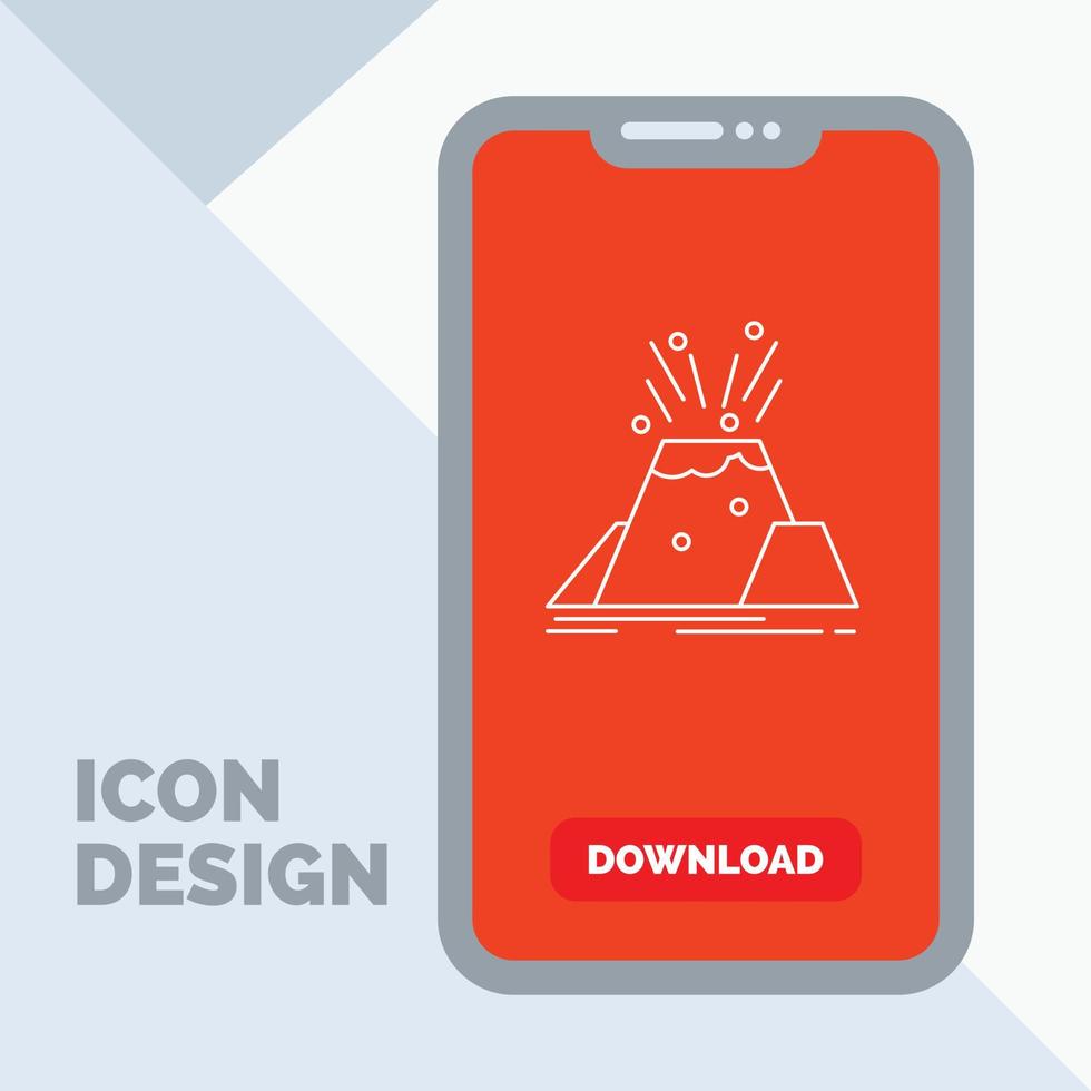 desastre. erupción. volcán. alerta. icono de línea de seguridad en el móvil para la página de descarga vector
