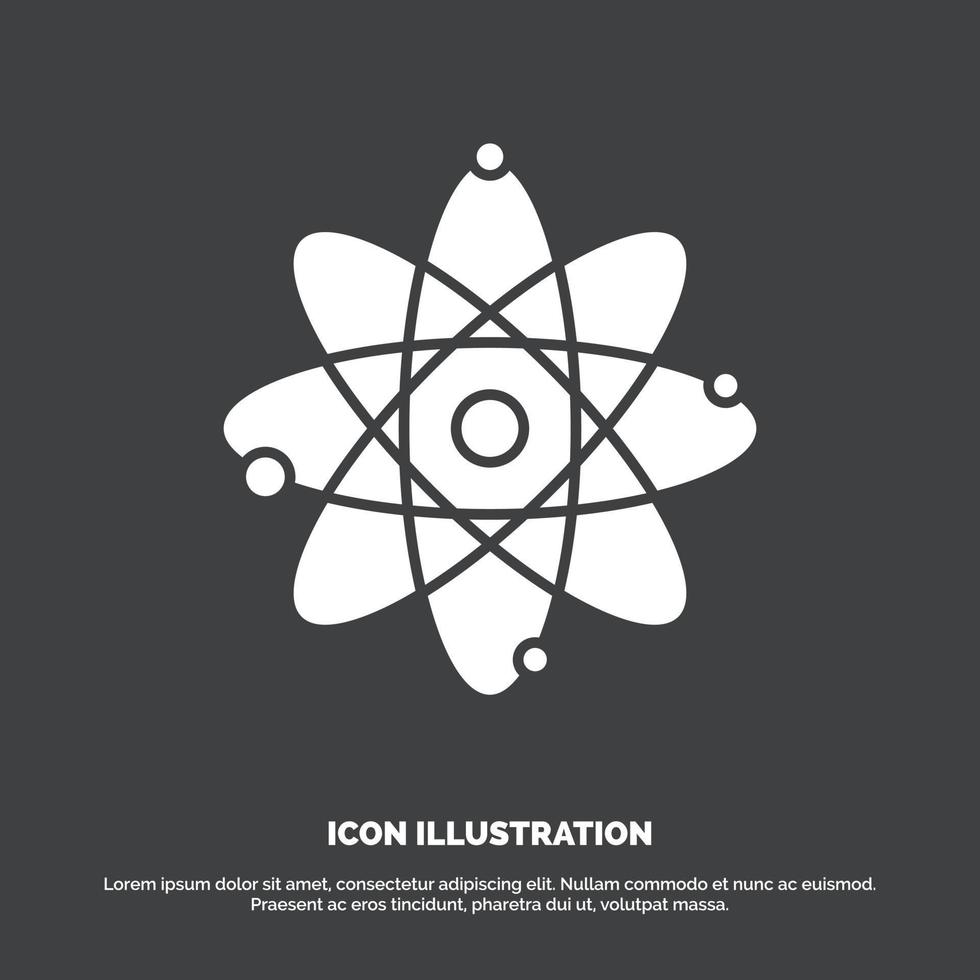 atom. nuclear. molecule. chemistry. science Icon. glyph vector symbol for UI and UX. website or mobile application