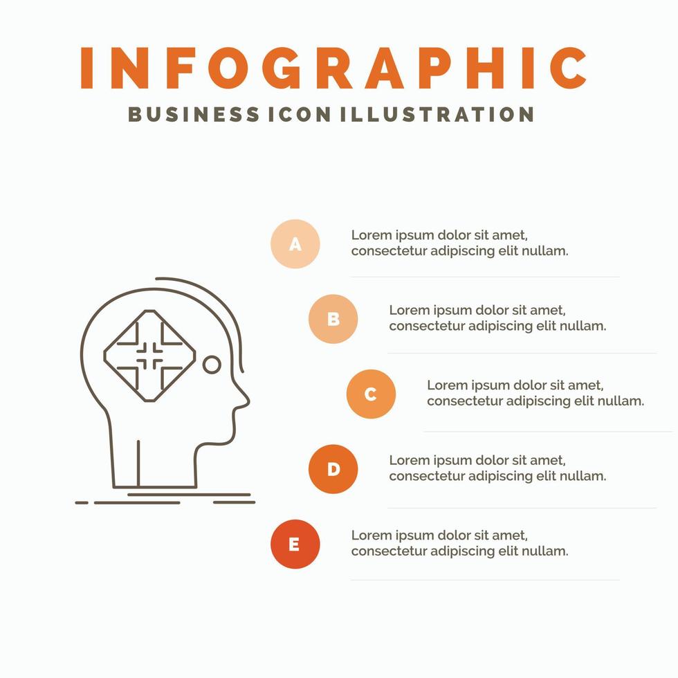 Advanced. cyber. future. human. mind Infographics Template for Website and Presentation. Line Gray icon with Orange infographic style vector illustration