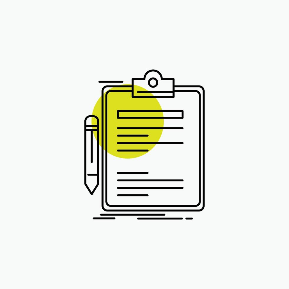 Contract. check. Business. done. clip board Line Icon vector