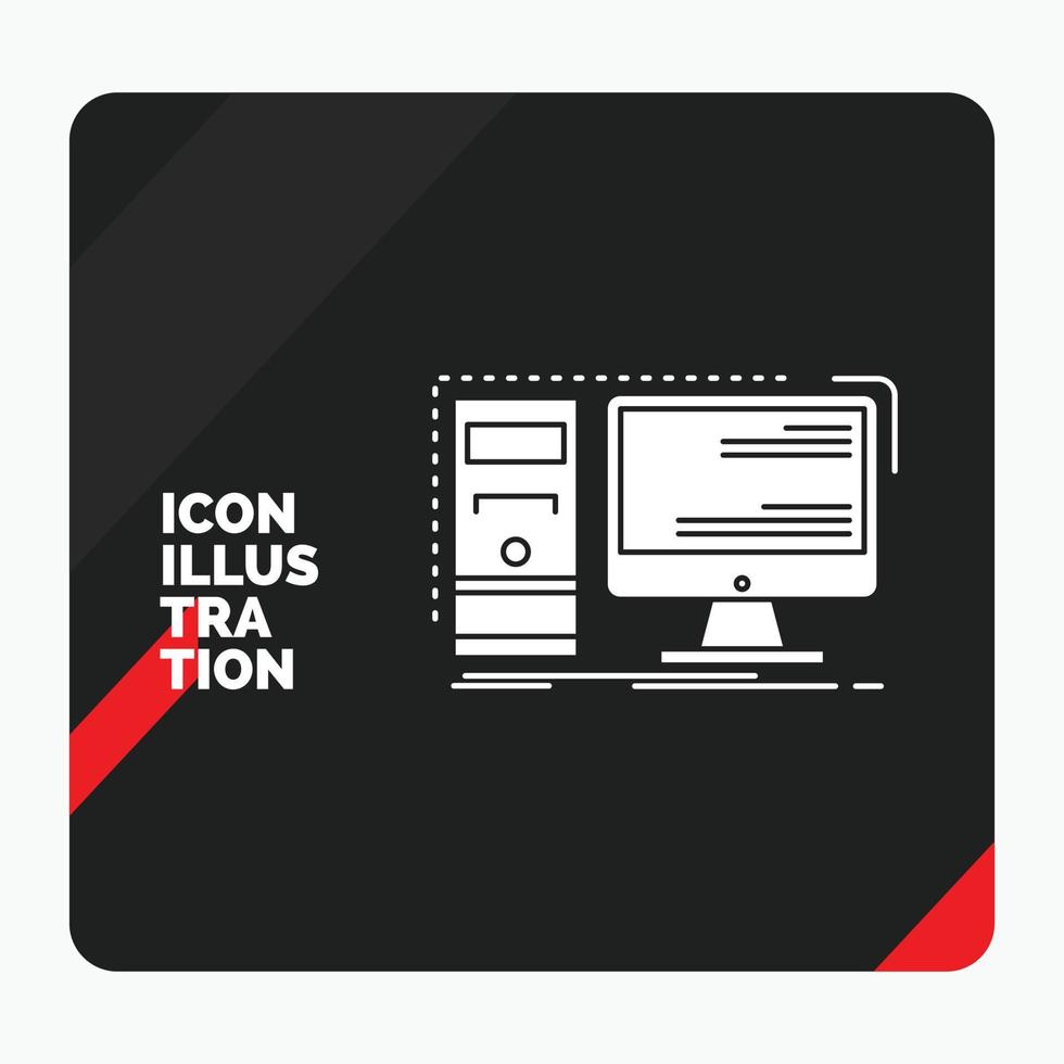 Red and Black Creative presentation Background for Computer. desktop. hardware. workstation. System Glyph Icon vector
