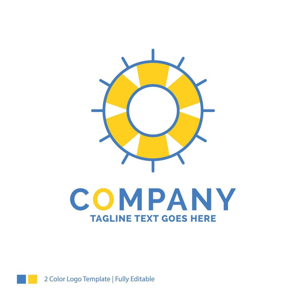 help. lifebuoy. lifesaver. save. support Blue Yellow Business Logo template. Creative Design Template Place for Tagline. vector