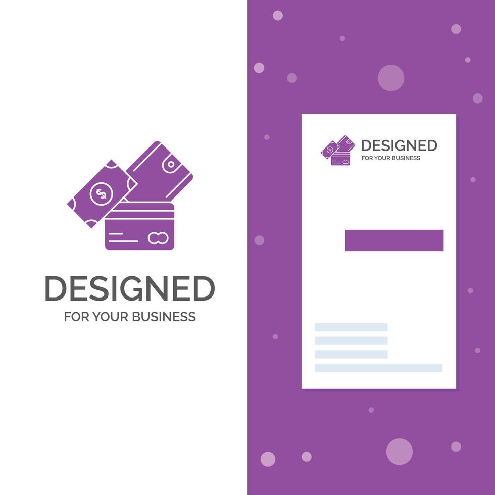 Business Logo for credit card. money. currency. dollar. wallet. Vertical Purple Business .Visiting Card template. Creative background vector illustration