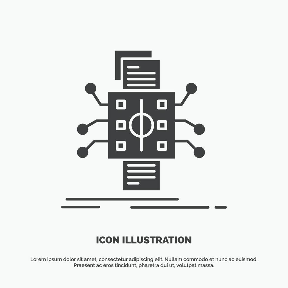 Analysis. data. datum. processing. reporting Icon. glyph vector gray symbol for UI and UX. website or mobile application