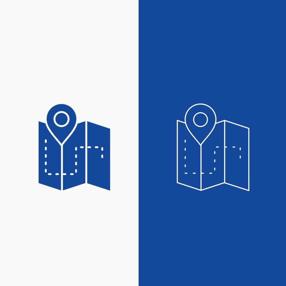 Map. Camping. plan. track. location Line and Glyph web Button in Blue color Vertical Banner for UI and UX. website or mobile application vector