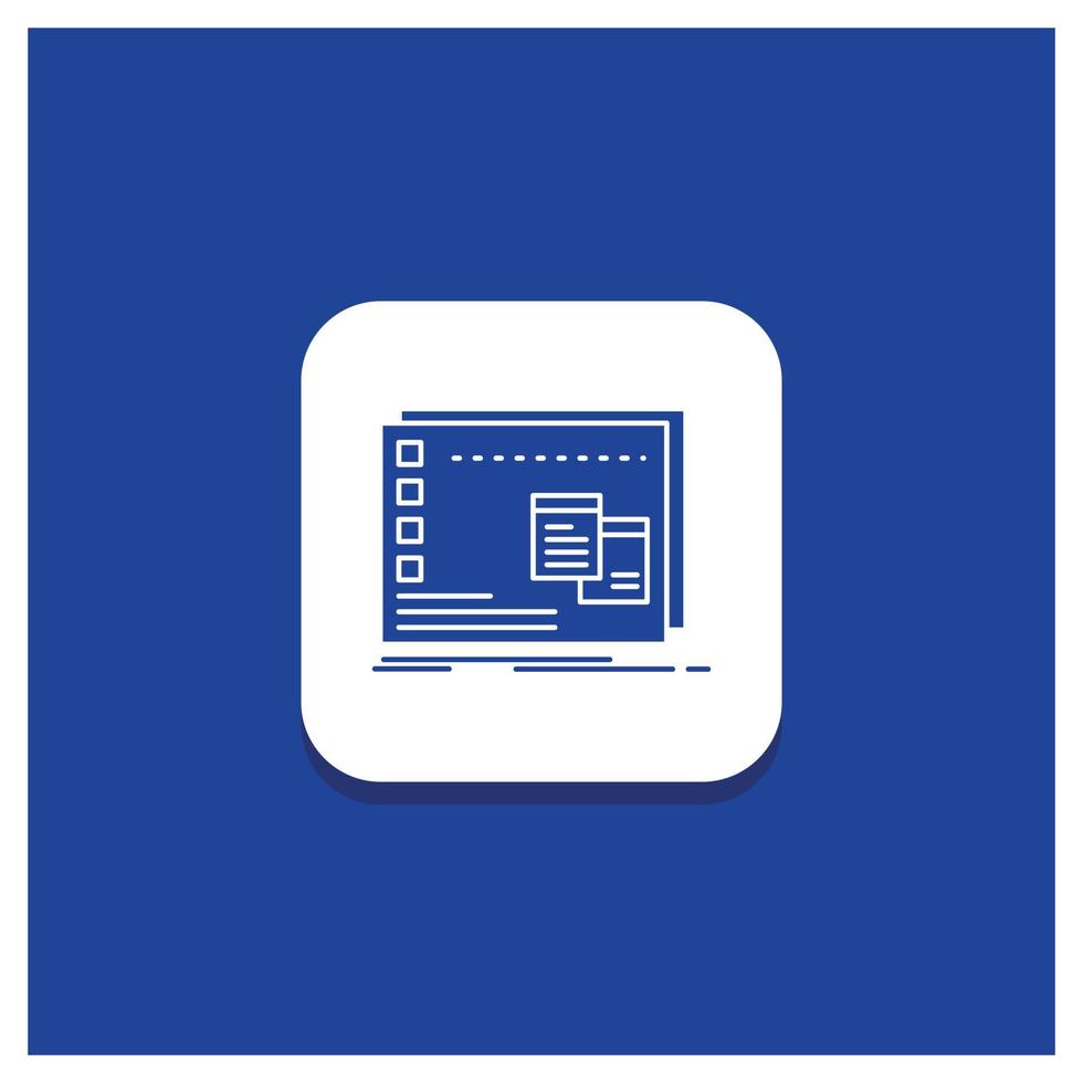 Blue Round Button for Window. Mac. operational. os. program Glyph icon vector