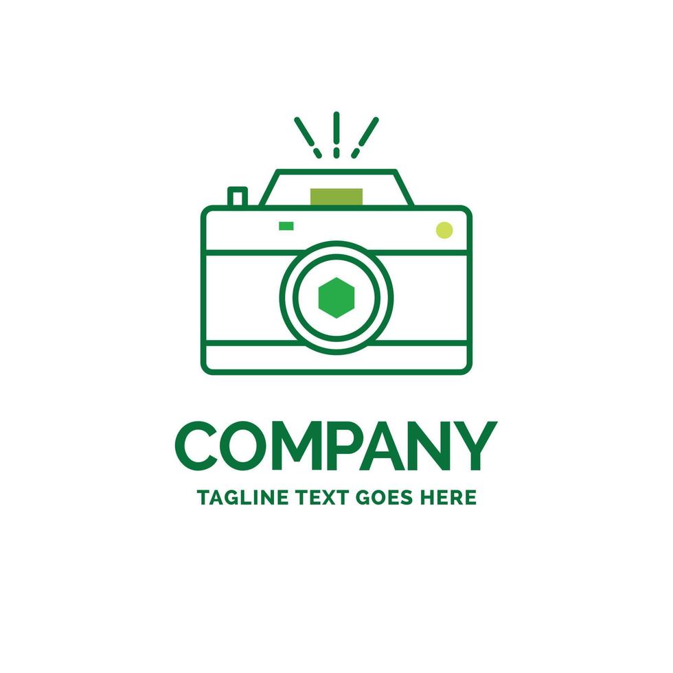 Camera. photography. capture. photo. aperture Flat Business Logo template. Creative Green Brand Name Design. vector