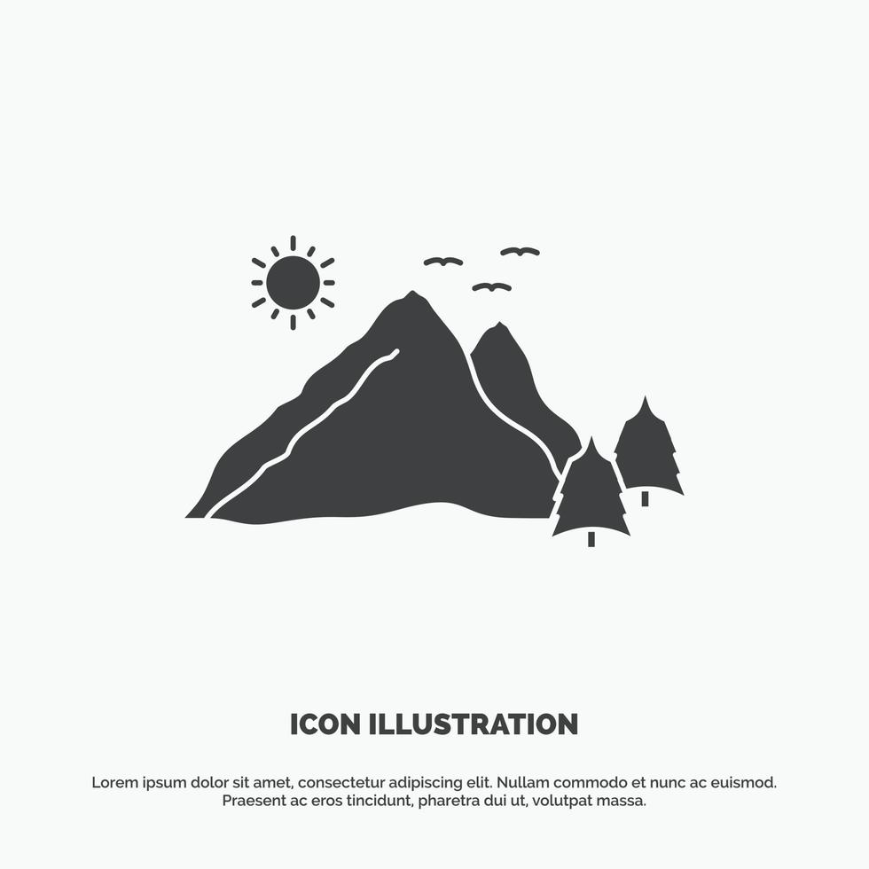 mountain. landscape. hill. nature. scene Icon. glyph vector gray symbol for UI and UX. website or mobile application