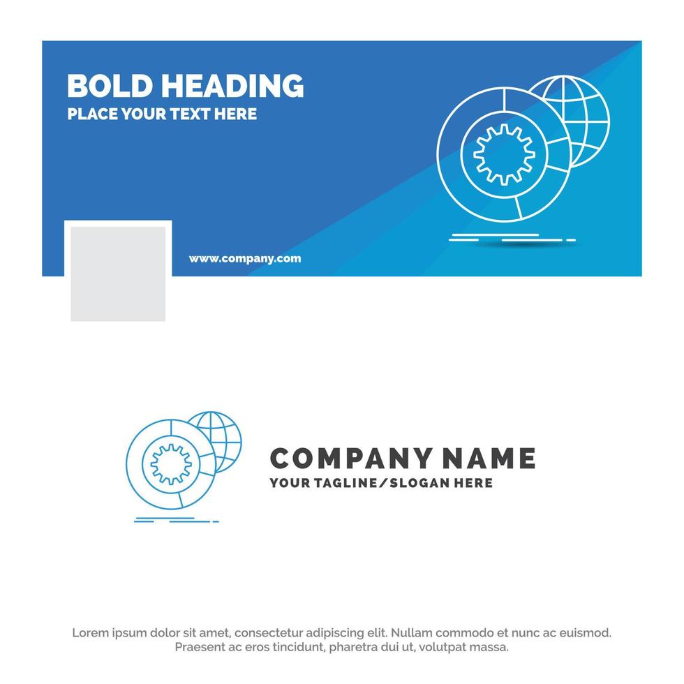 Blue Business Logo Template for data. big data. analysis. globe. services. Facebook Timeline Banner Design. vector web banner background illustration
