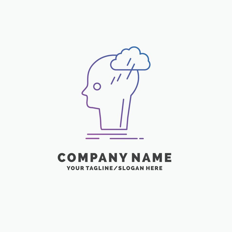 idea genial. creativo. cabeza. ocurrencia. pensando en la plantilla de logotipo de empresa púrpura. lugar para el eslogan vector