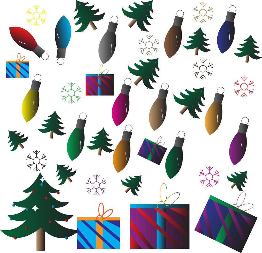 Seamless pattern with christmas tree theme and colored lights. vector