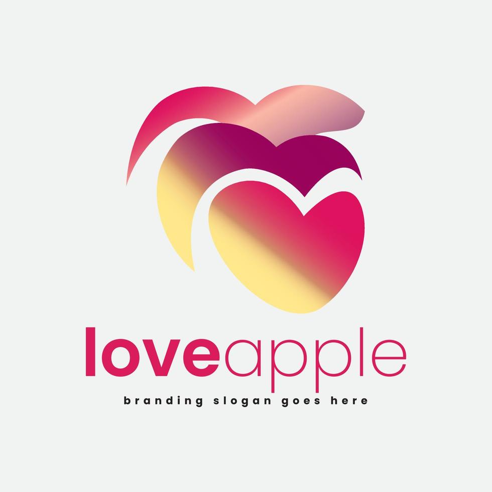 Fresh Apple Fruit Love Logo vector