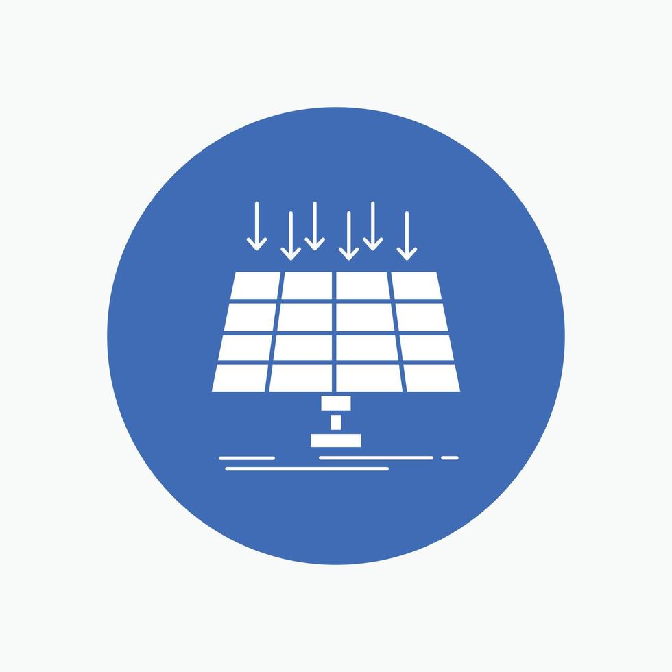 Solar. Panel. Energy. technology. smart city White Glyph Icon in Circle. Vector Button illustration