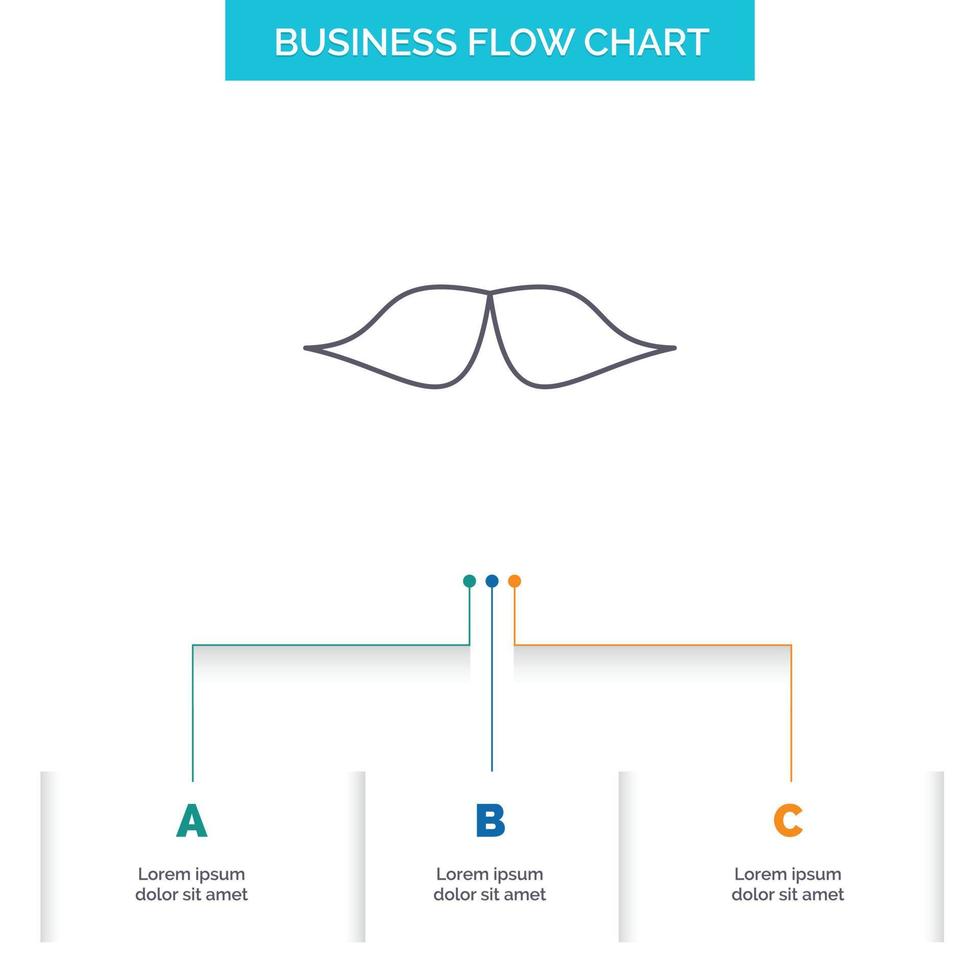 moustache. Hipster. movember. male. men Business Flow Chart Design with 3 Steps. Line Icon For Presentation Background Template Place for text vector