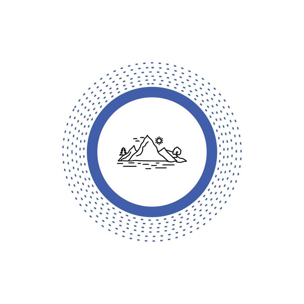 Nature. hill. landscape. mountain. tree Line Icon. Vector isolated illustration
