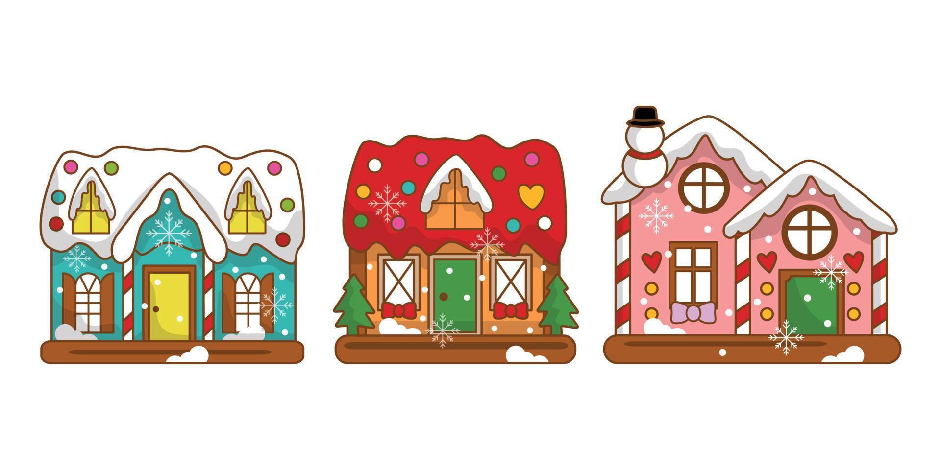 Sweet Christmas gingerbread house Traditional Cookie. New Year's sweets. vector
