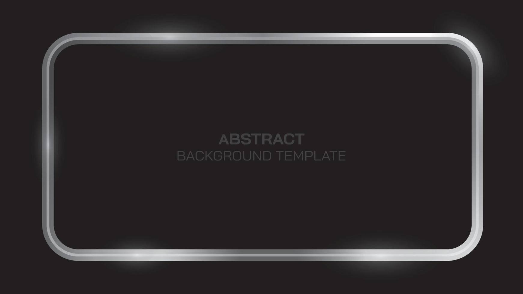 Metal rectangle frame with shining effects template on black background. vector