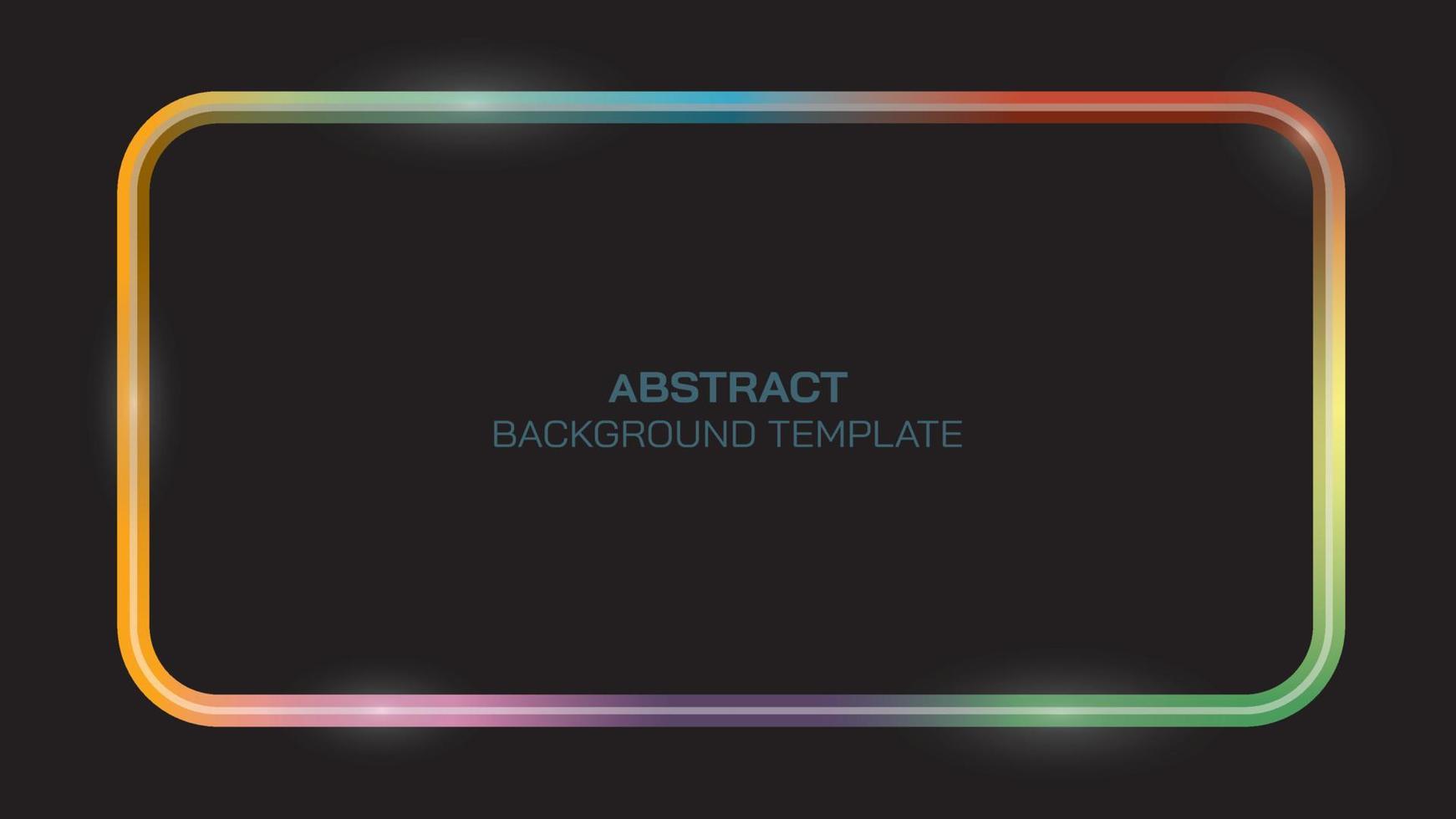 marco rectangular de metal colorido con plantilla de efectos brillantes sobre fondo negro. vector