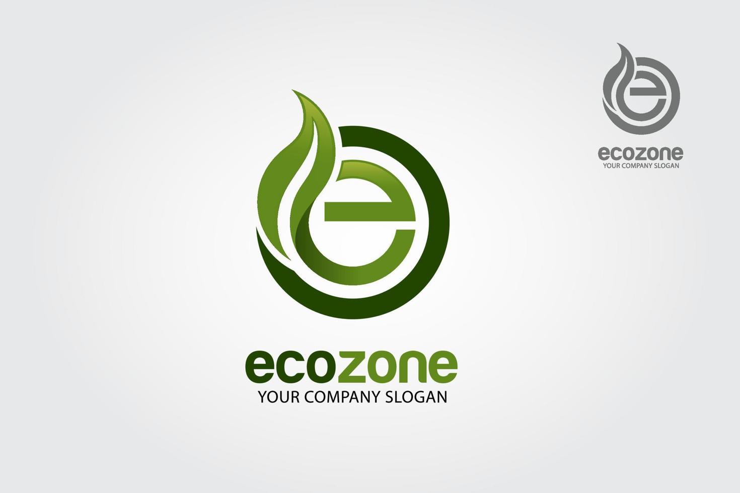 ilustración del logotipo del vector de la zona ecológica. plantilla de logotipo de letra e y hoja. el logo es muy simple y limpio. fácilmente reconocible a simple vista.