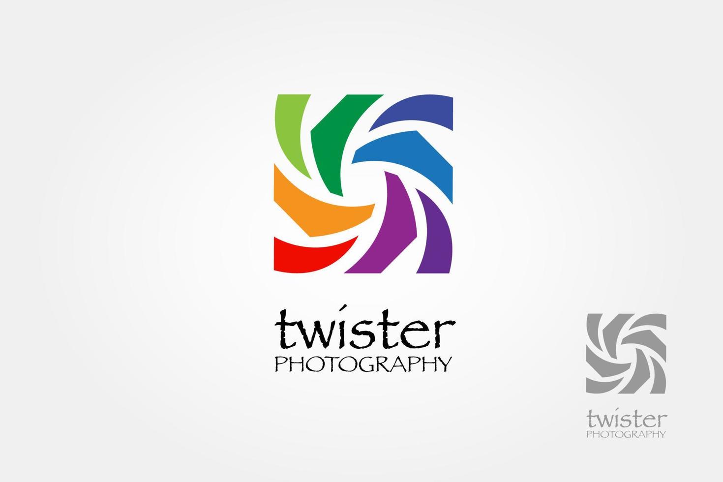 plantilla de logotipo vectorial de fotografía twister, icono de negocio de ventilador de hélice de plantilla abstracta creativa del concepto de símbolo de identidad de la empresa. vector