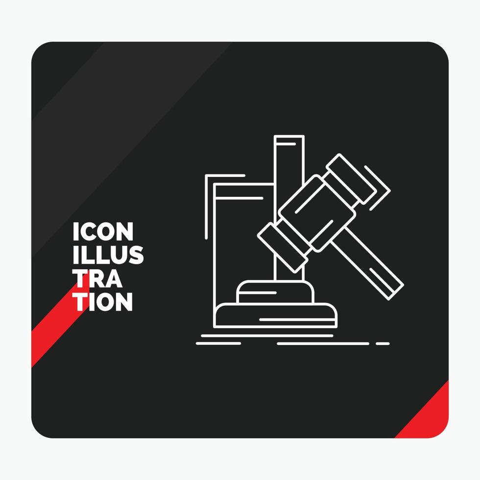 Red and Black Creative presentation Background for Auction. gavel. hammer. judgement. law Line Icon vector