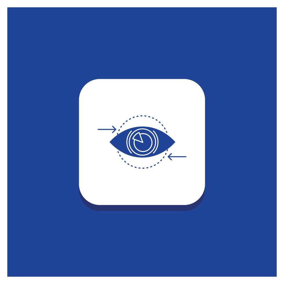 Blue Round Button for Business. eye. marketing. vision. Plan Glyph icon vector