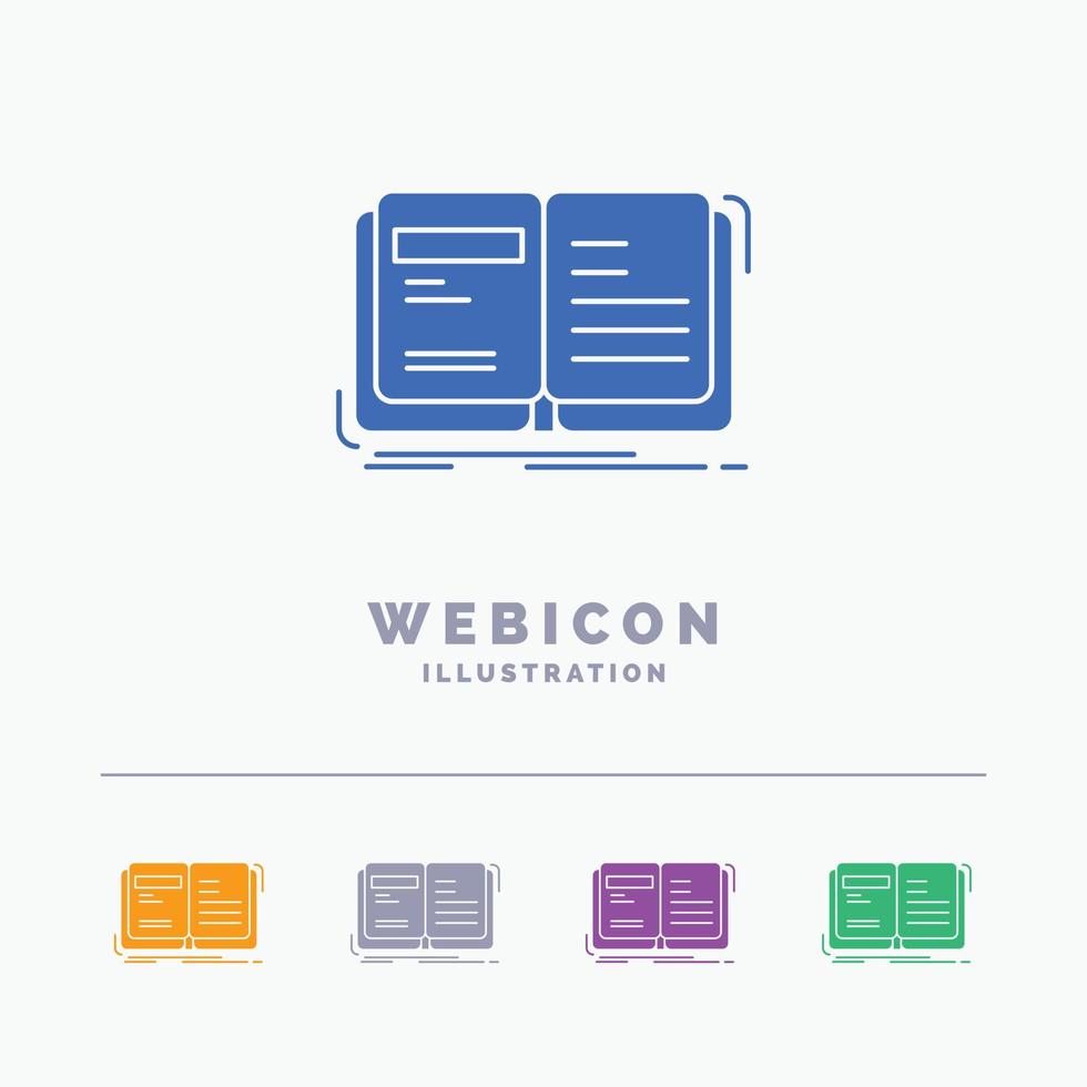 Author. book. open. story. storytelling 5 Color Glyph Web Icon Template isolated on white. Vector illustration