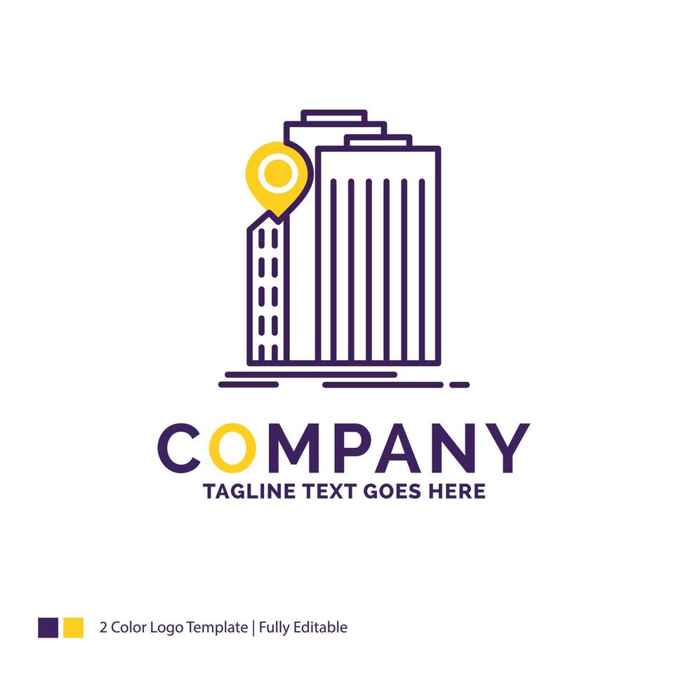 Company Name Logo Design For bank. banking. building. federal. government. Purple and yellow Brand Name Design with place for Tagline. Creative Logo template for Small and Large Business. vector